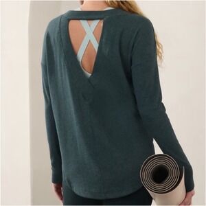 ATHLETA‎ Presence Sweatshirt Women's Size XXS Teal Green Thumb Hole NWT $89